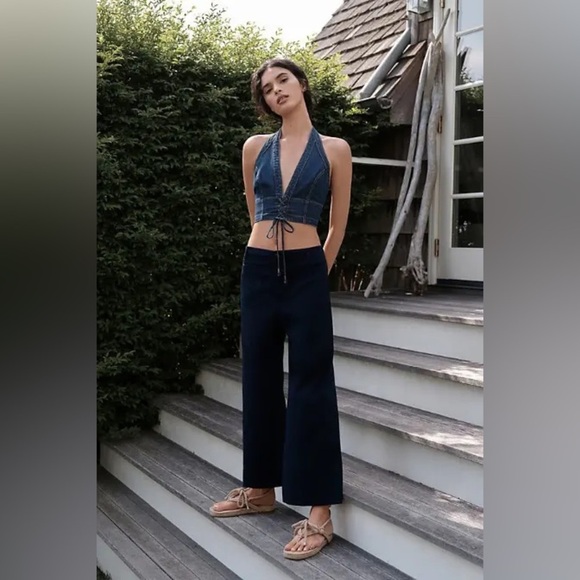 NWT! Anthro NavyThe Colette Full Length Wide-Leg Pants by Maeve: Knit Edition 🧡 - Picture 3 of 5